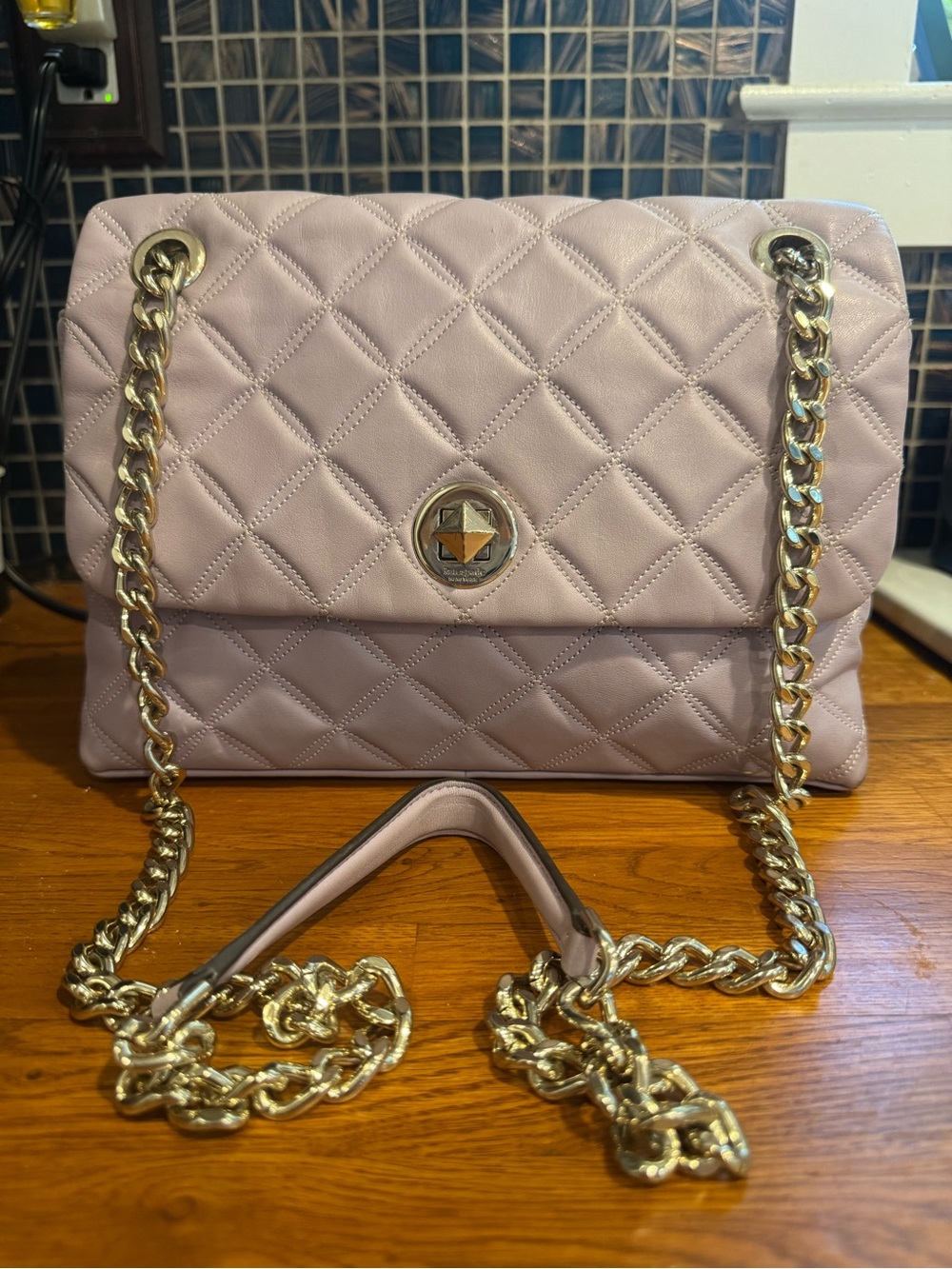 Kate Spade Quilted Pale Pink Chain Shoulder Bag